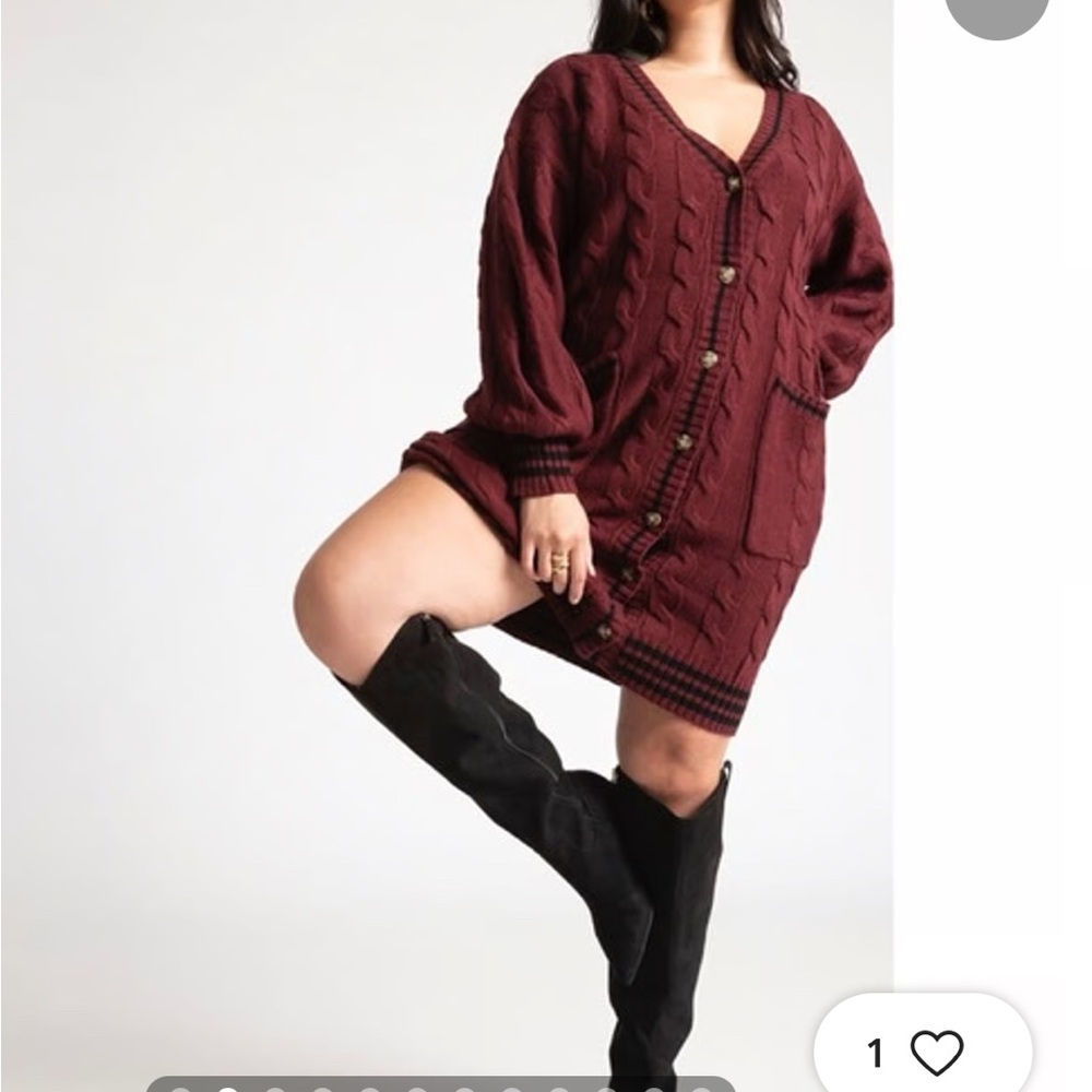 Eloquii Burgundy Cable Knit Dress (still available for purchase)